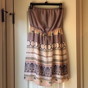 Strapless Flow-y Printed Sheer Dress